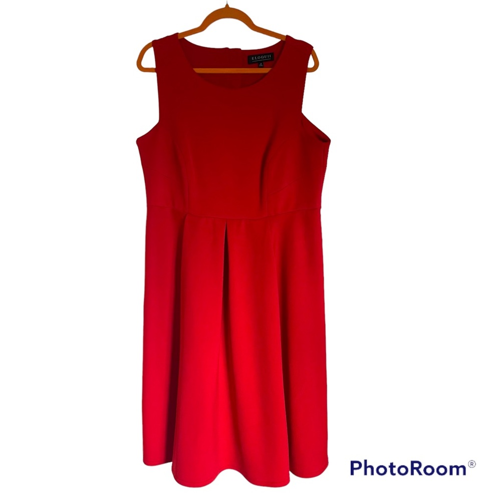 ELOQUII EXPOSED ZIPPER BACK STRUCTURED RED DRESS